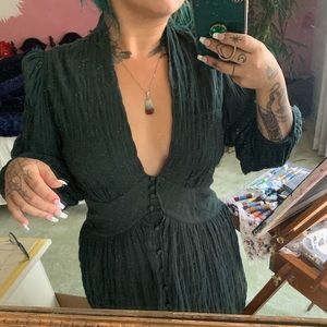 Witchy Stevie Nicks Style Dress in Emerald Green